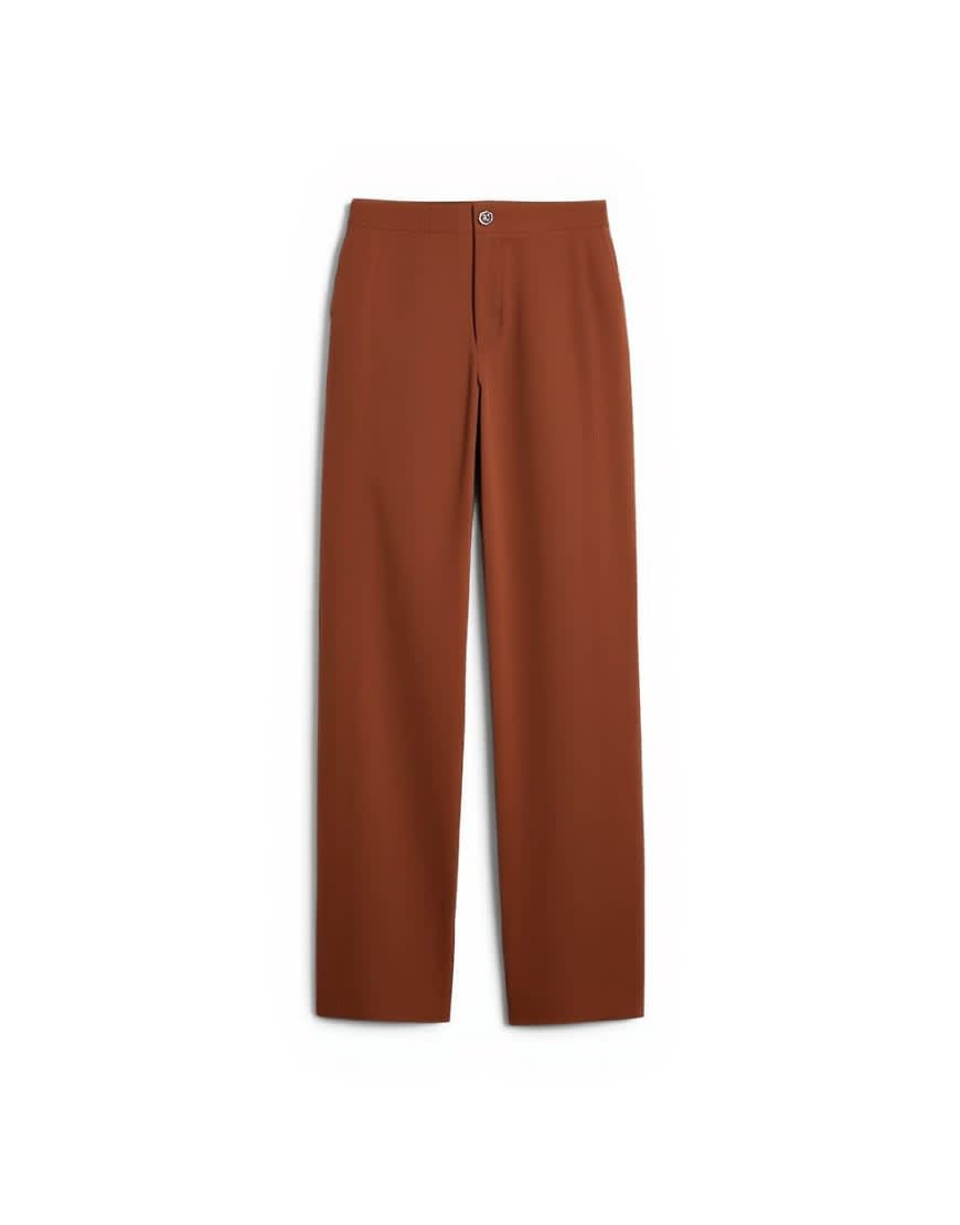 Topshop faux suede wide leg trouser with seam detail in rust