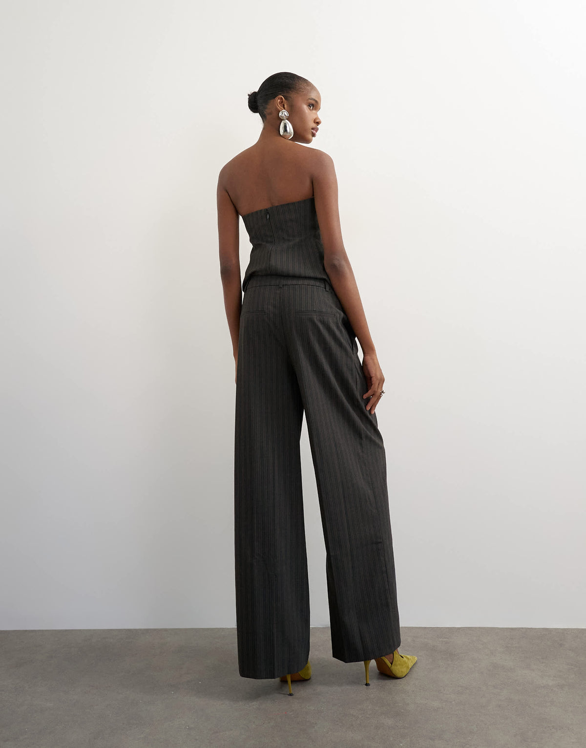 Topshop co ord stripe double pleat tab trouser in brown and black stripe