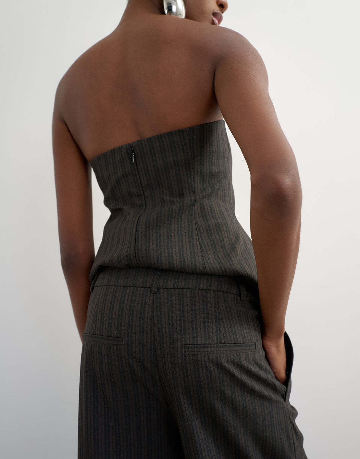 Topshop co ord stripe double pleat tab trouser in brown and black stripe