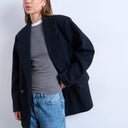 Topshop twill heritage blazer with wool in navy
