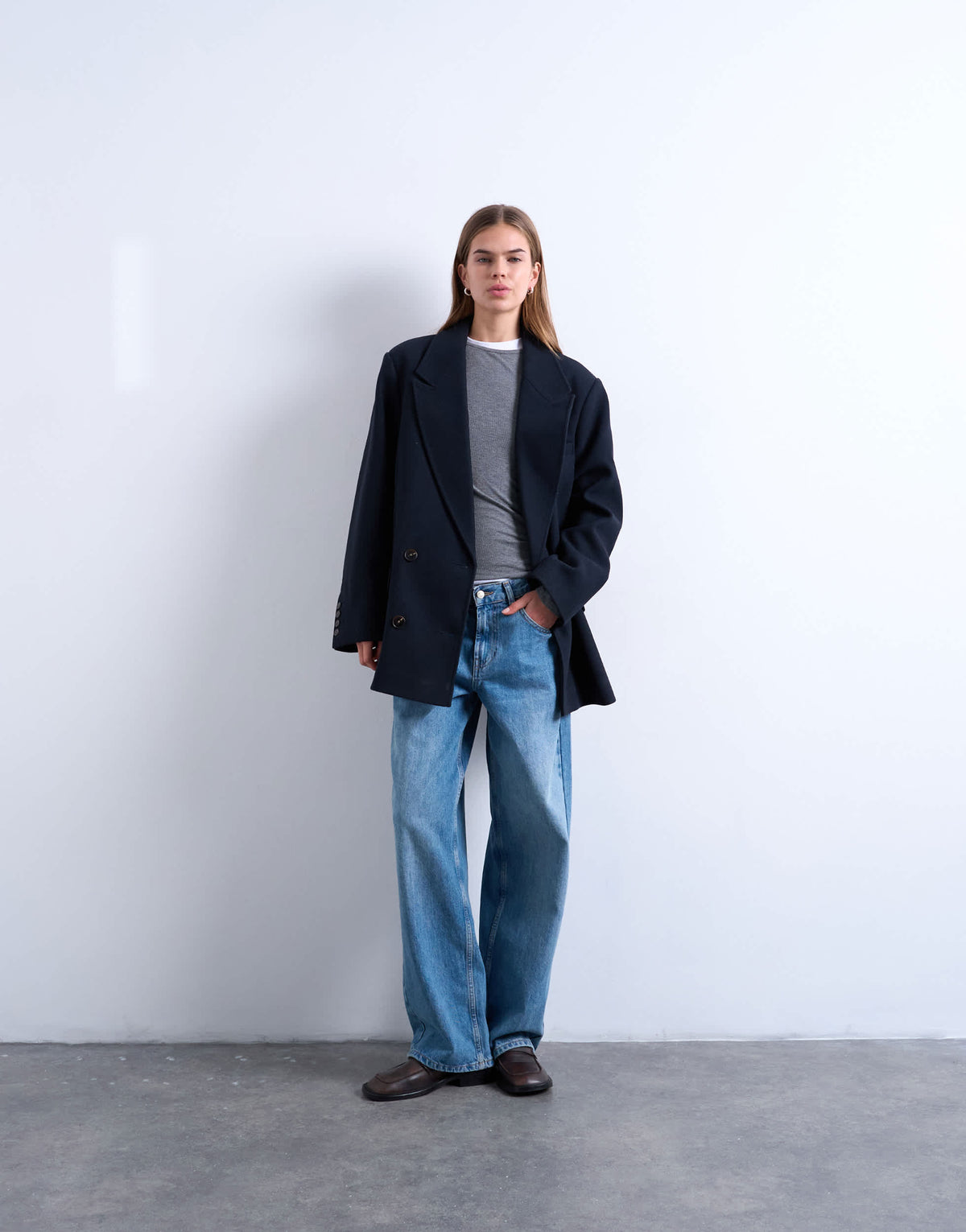 Topshop twill heritage blazer with wool in navy