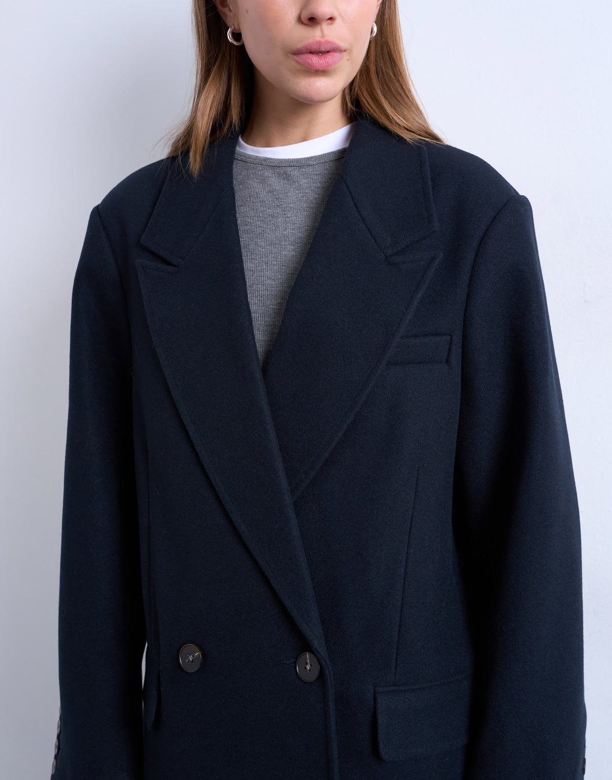 Topshop twill heritage blazer with wool in navy