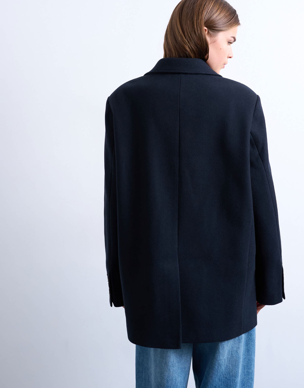 Topshop twill heritage blazer with wool in navy