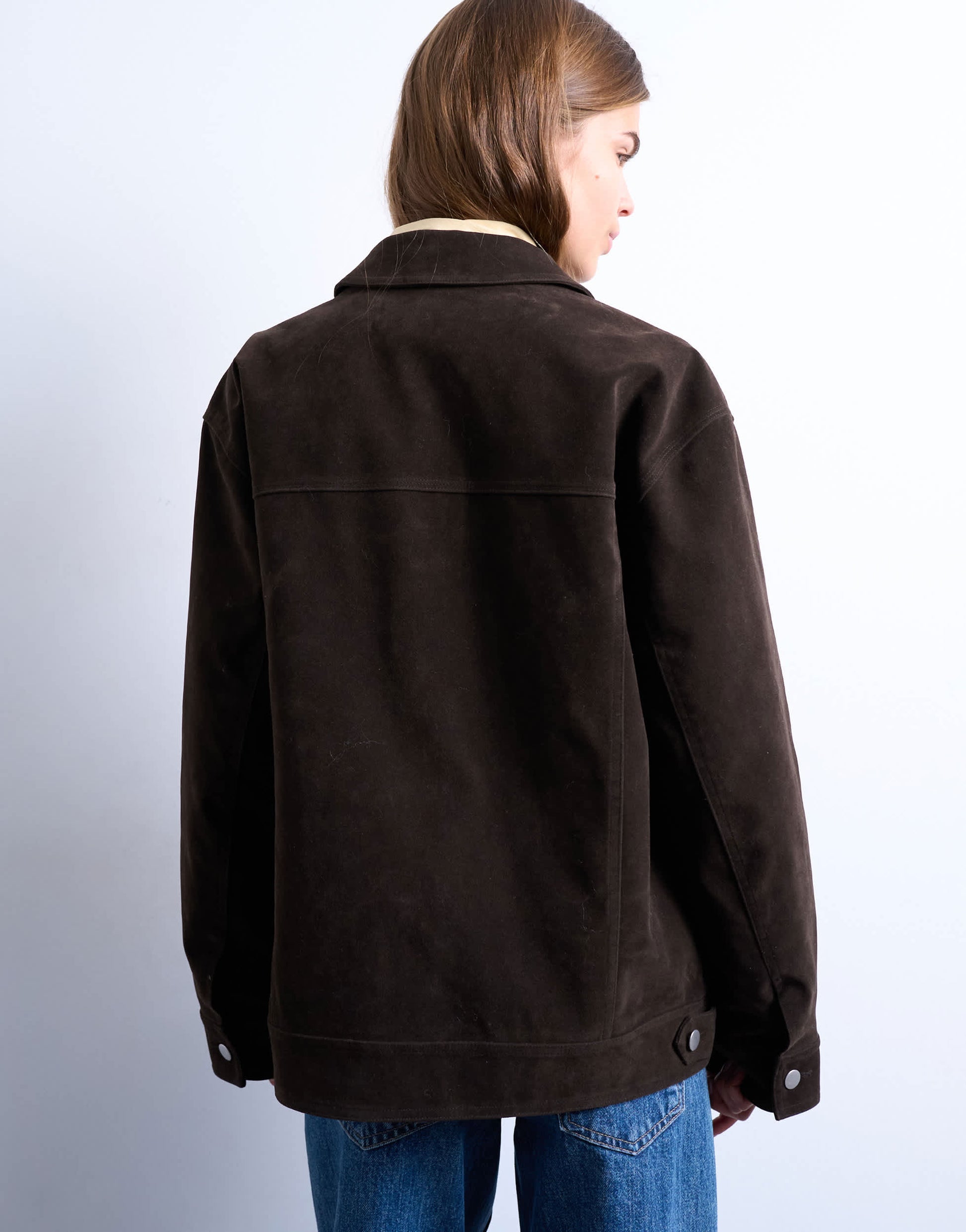 Topshop western suedette jacket in brown