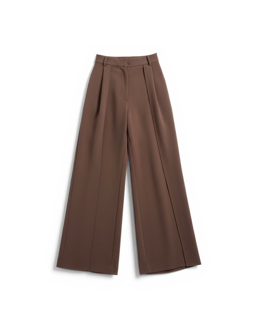 Topshop co ord pleated volume trouser in mushroom