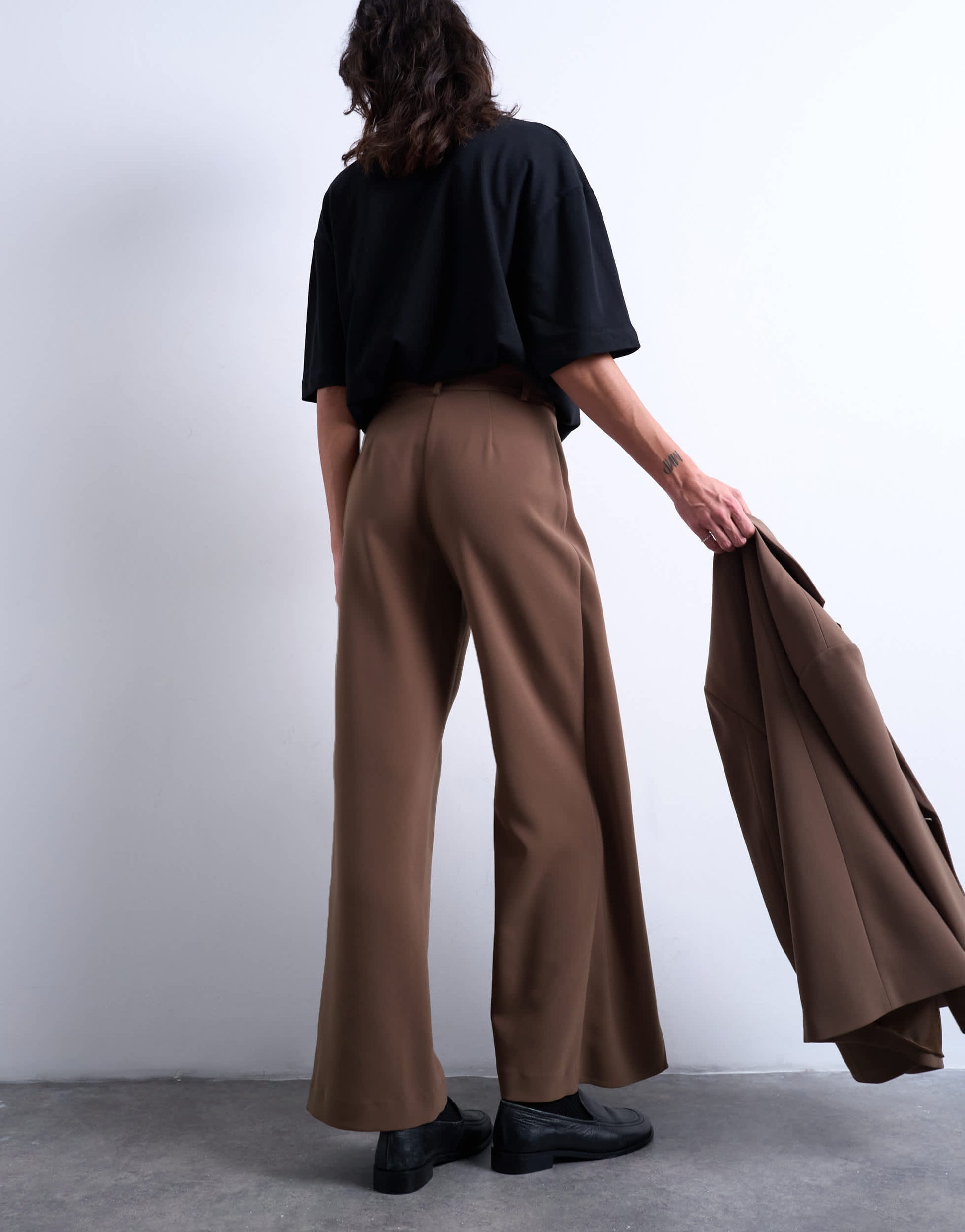 Topshop co ord pleated volume trouser in mushroom