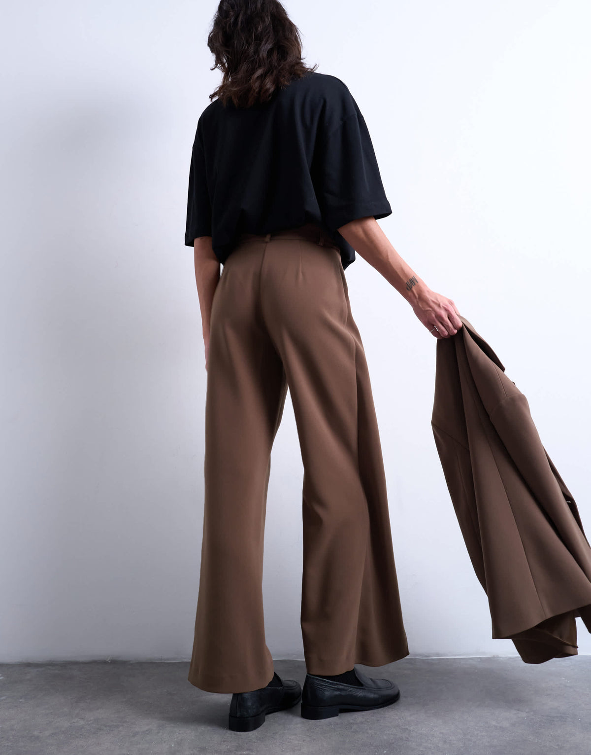 Topshop co ord pleated volume trouser in mushroom