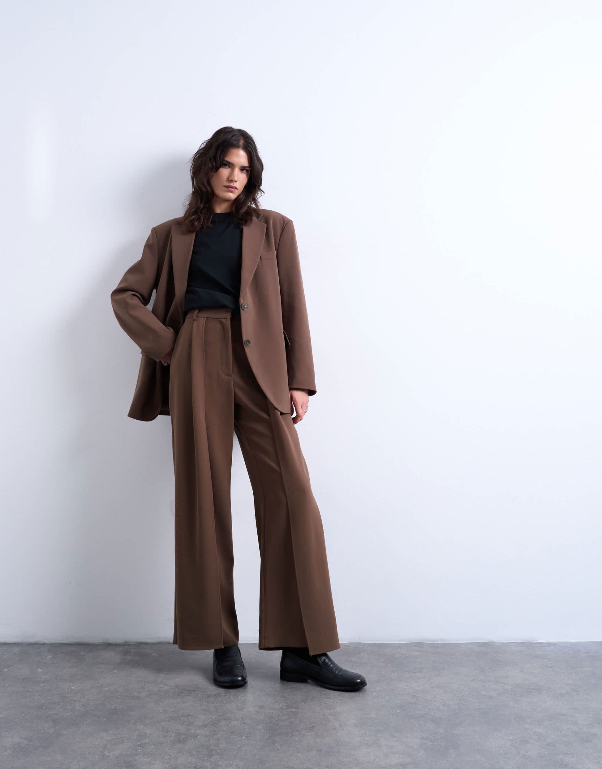 Topshop co ord slouchy chuck on blazer in taupe
