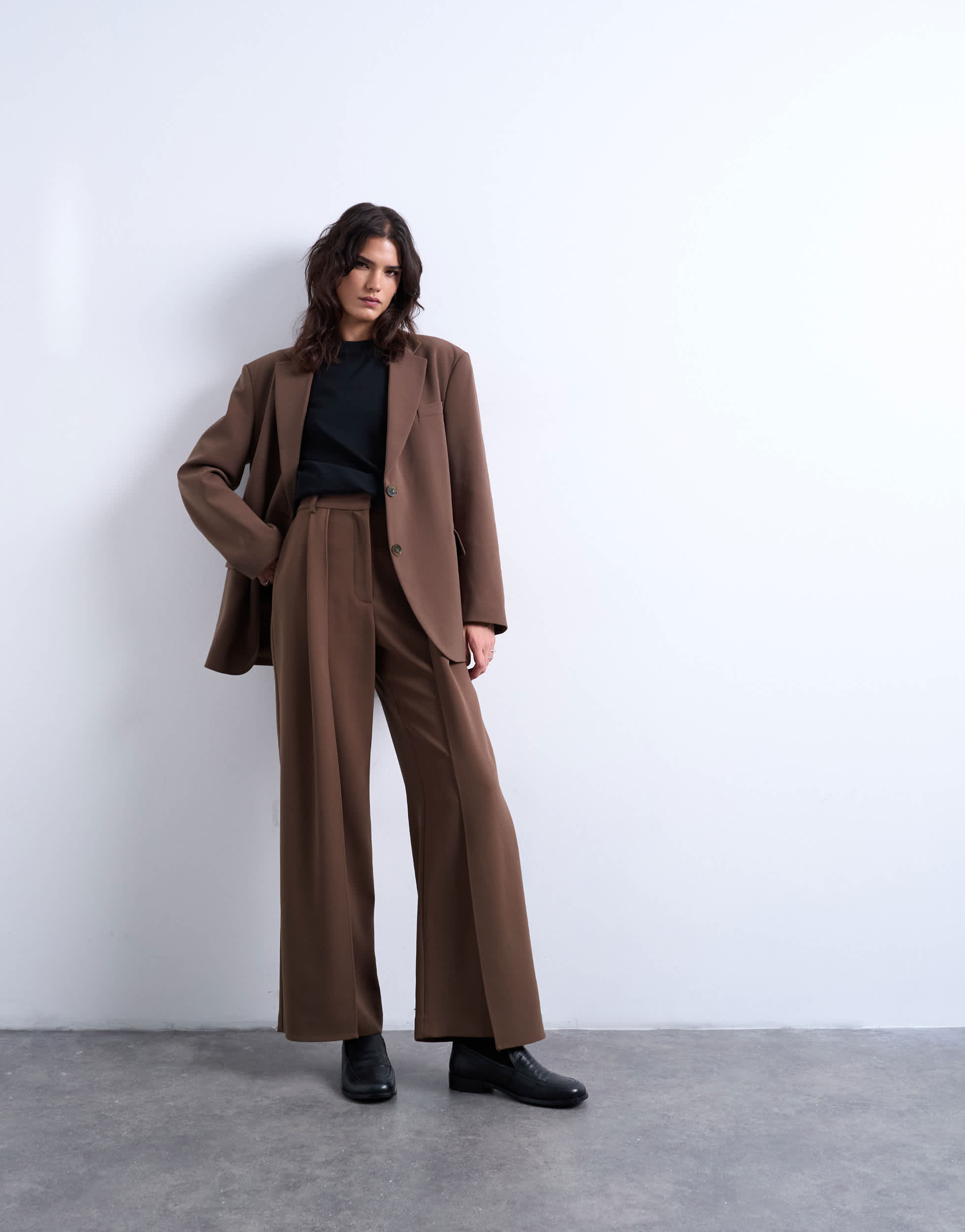 Topshop co ord slouchy chuck on blazer in taupe