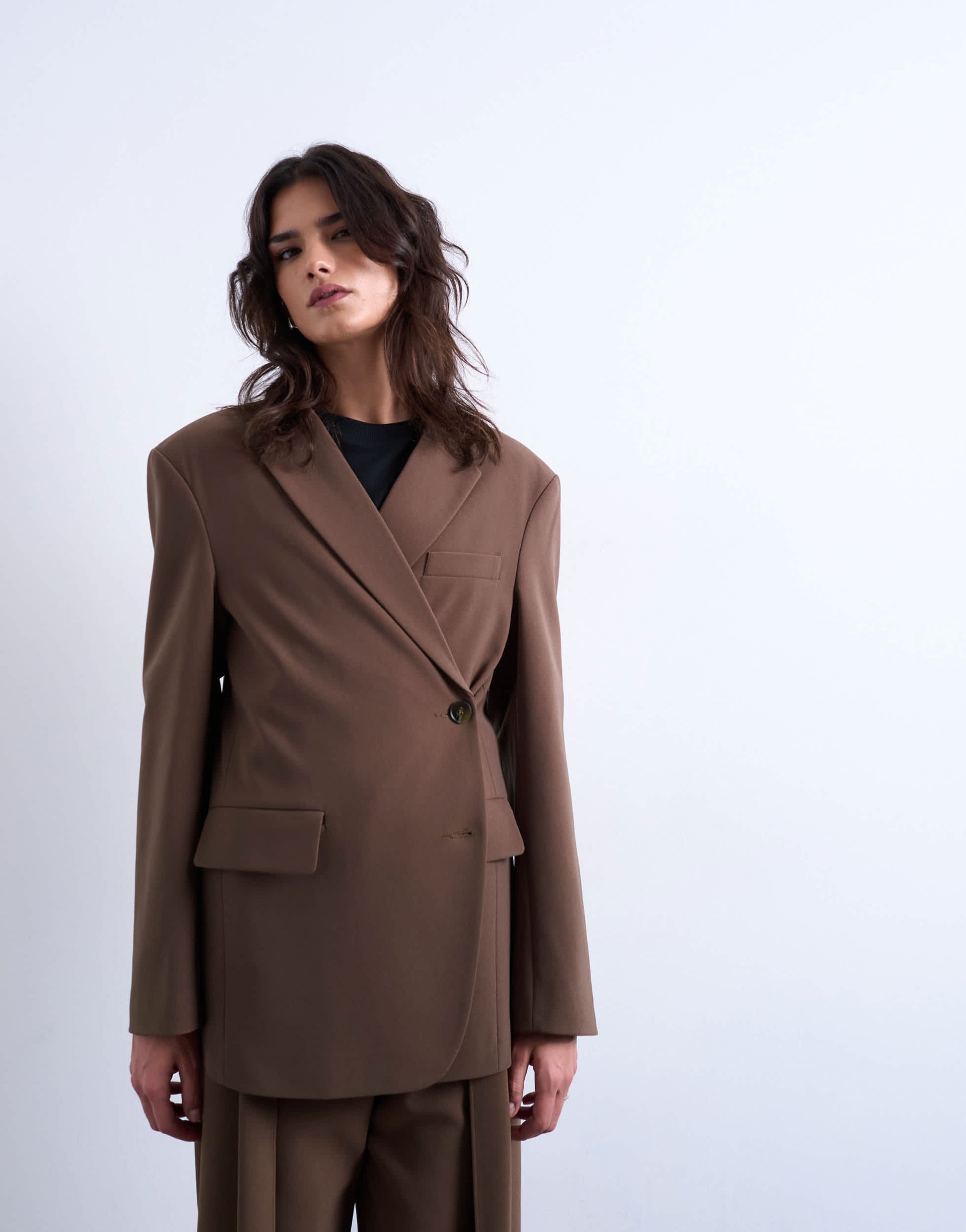 Topshop co ord slouchy chuck on blazer in taupe