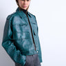 Veste zippée en similicuir épais délavé Topshop, couleur turquoise