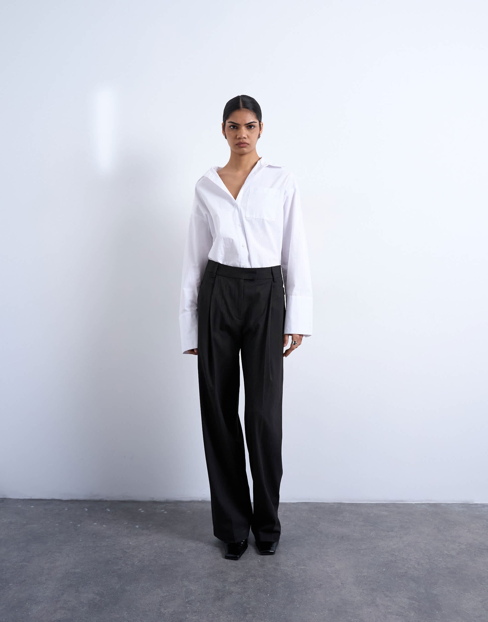Topshop co ord subtle pinstripe low rise buckle detail trouser in dark chocolate