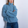 Topshop Borg Fleece-Pullover mit Reißverschluss in Blau