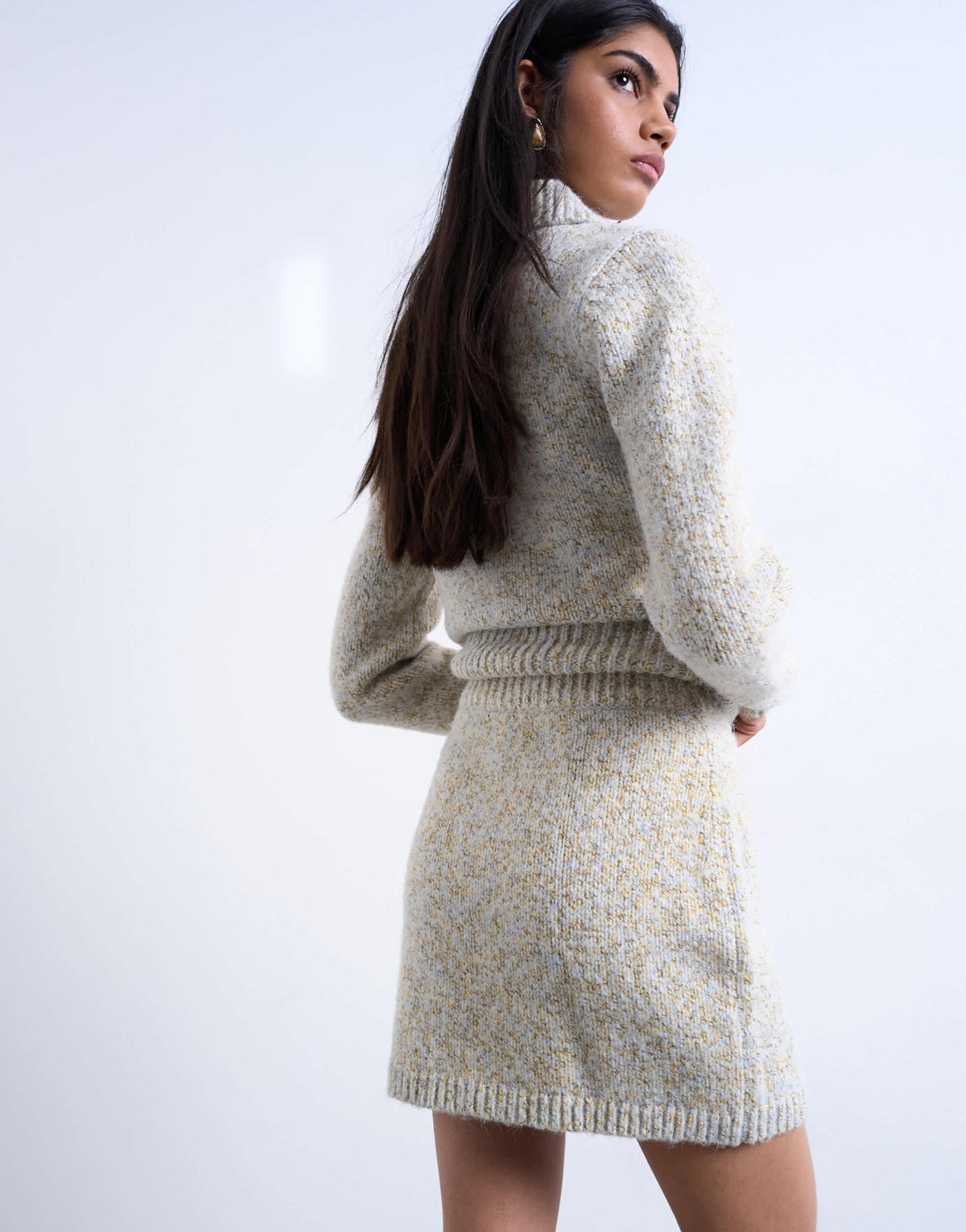 Topshop knitted twist yarn co-ord skirt in blue and yellow
