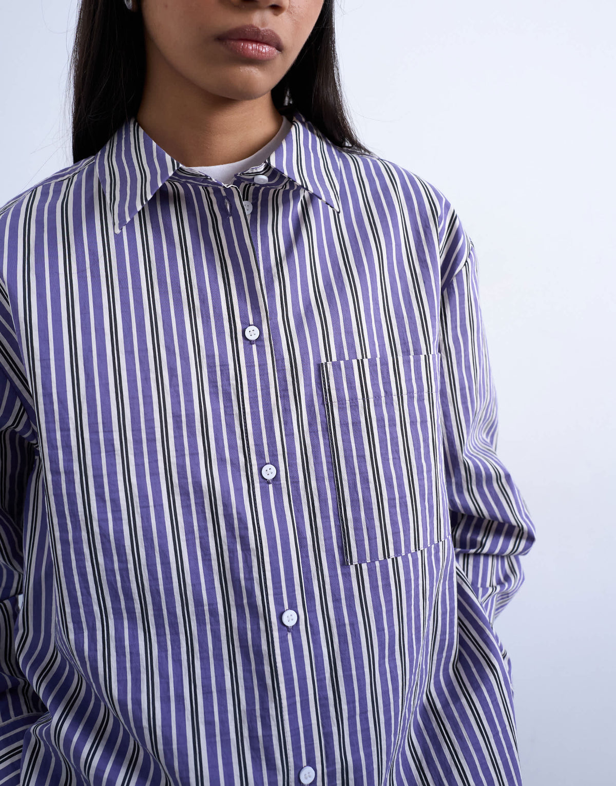 Topshop oversized shirt in purple stripe