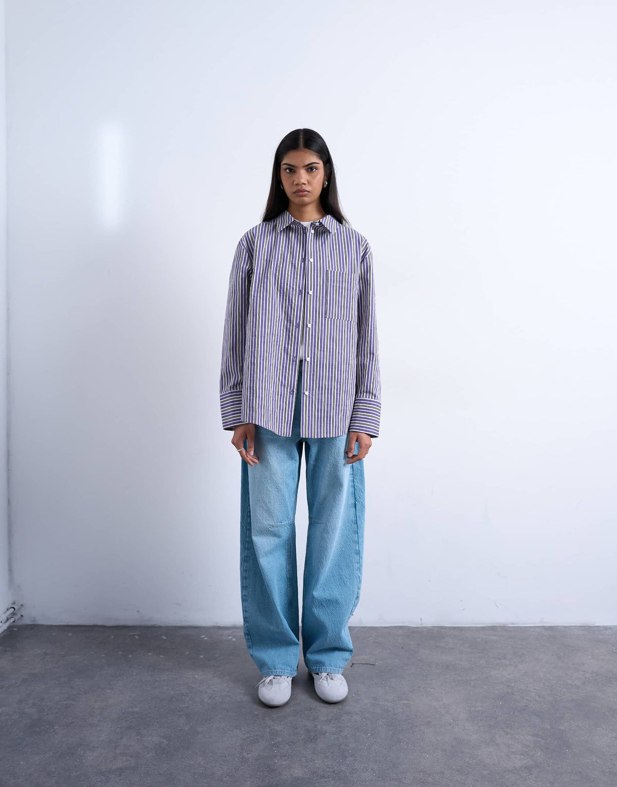 Topshop oversized shirt in purple stripe