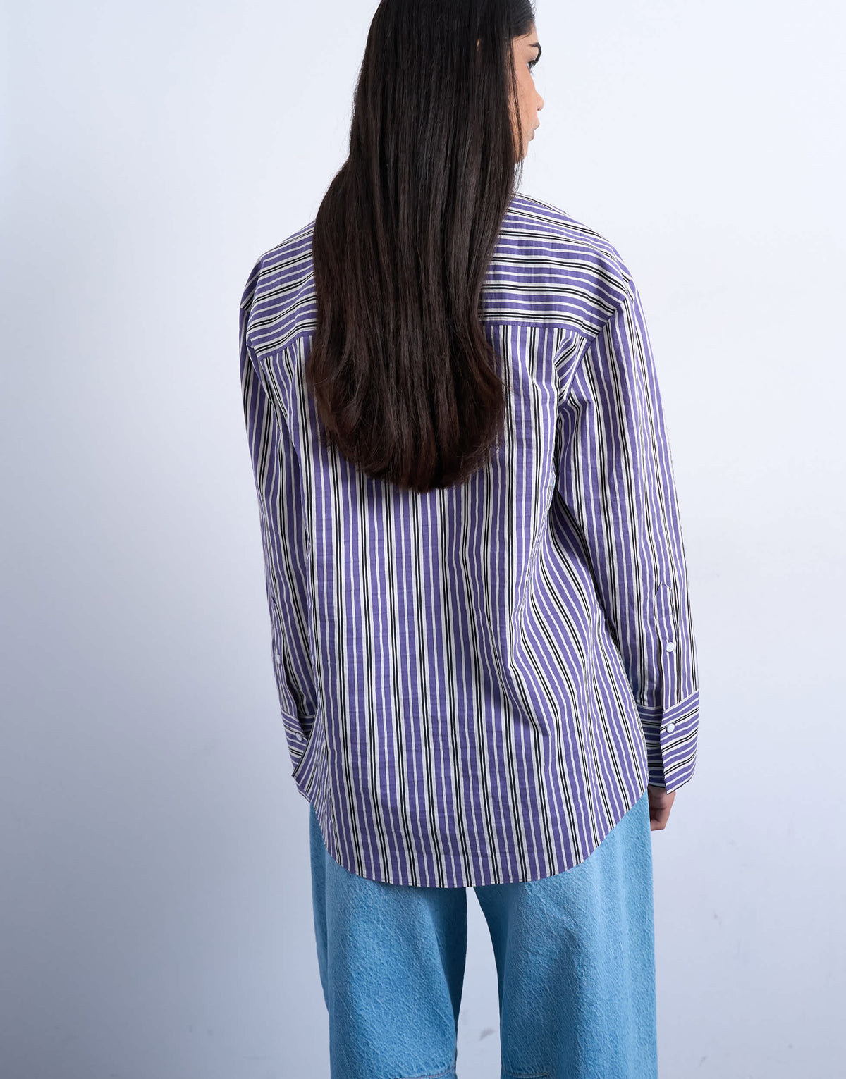 Topshop oversized shirt in purple stripe