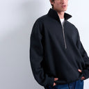 Topman Premium Oversized-Fit Troyer mit kurzem Reißverschluss in Schwarz