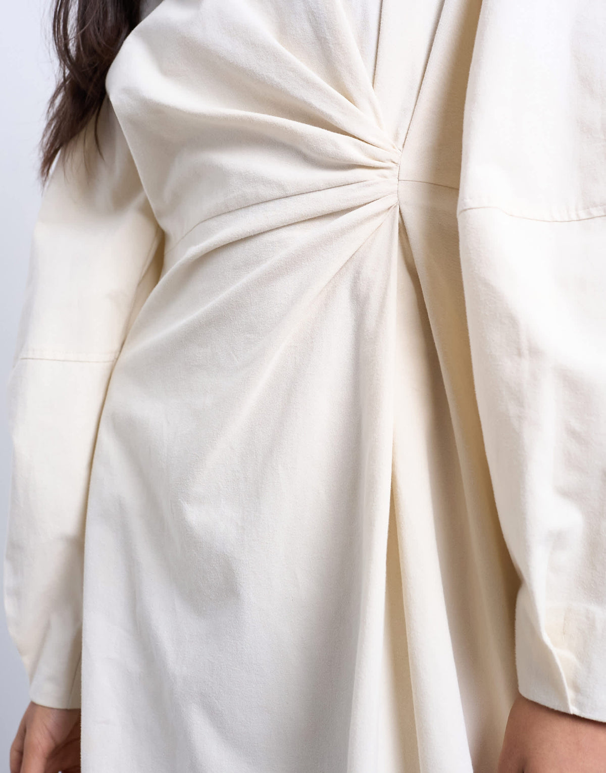 Topshop knot detail midi dress with asymmetric hem in buttermilk