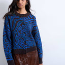 Topshop knitted animal print cardigan in blue