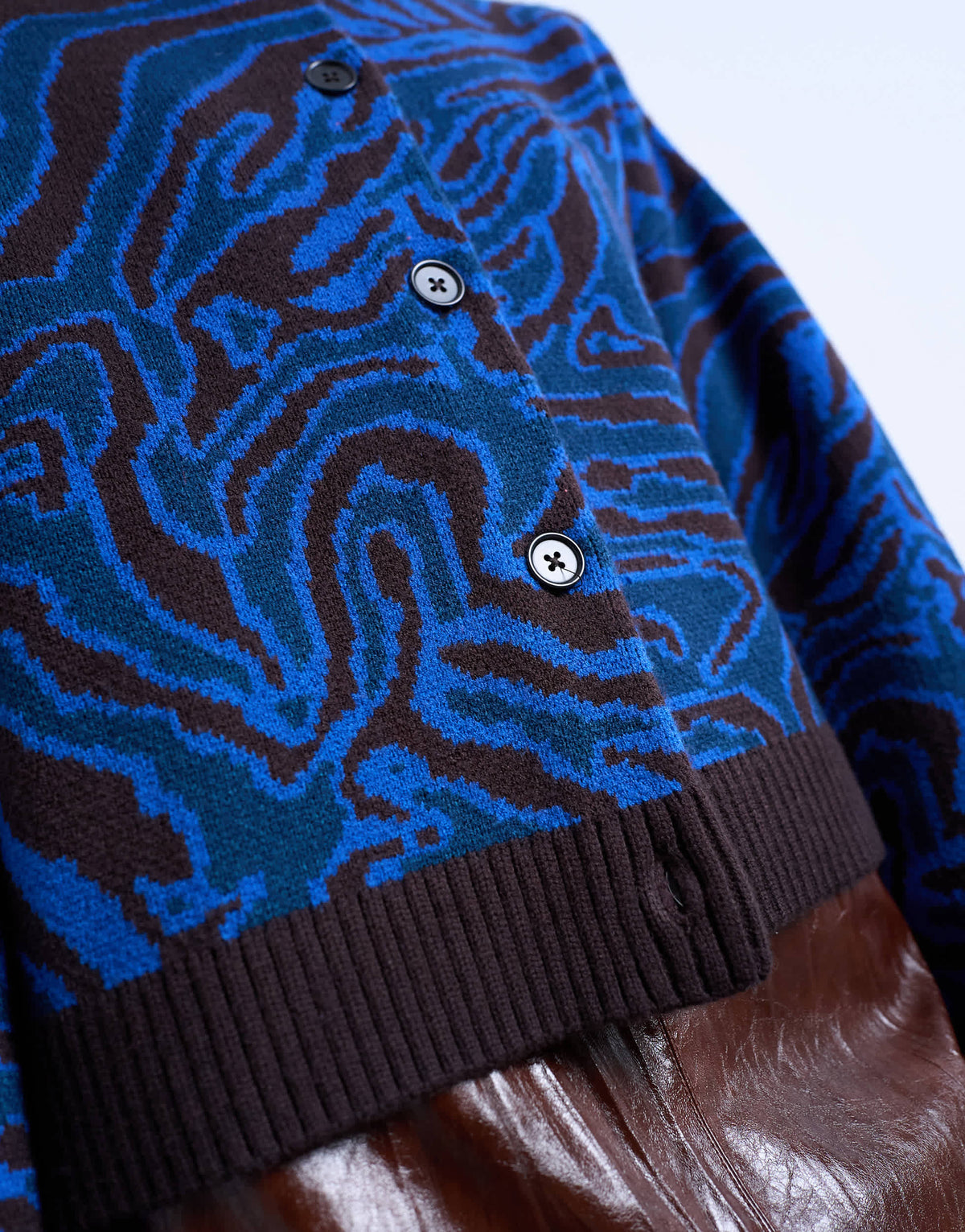 Topshop knitted animal print cardigan in blue