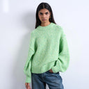Pull Topshop en maille torsadée duveteuse verte