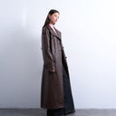 Topshop bubble faux leather trench coat in brown