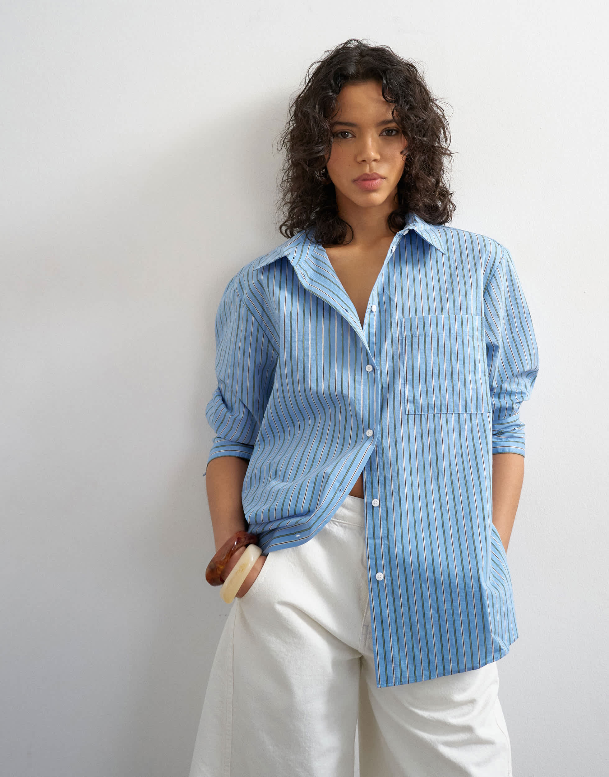 Topshop oversized shirt in blue stripe