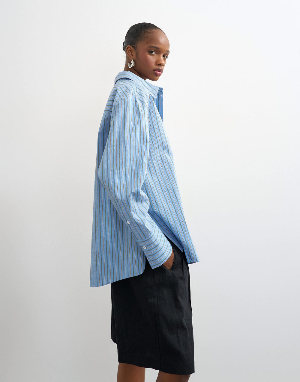Topshop oversized shirt in blue stripe