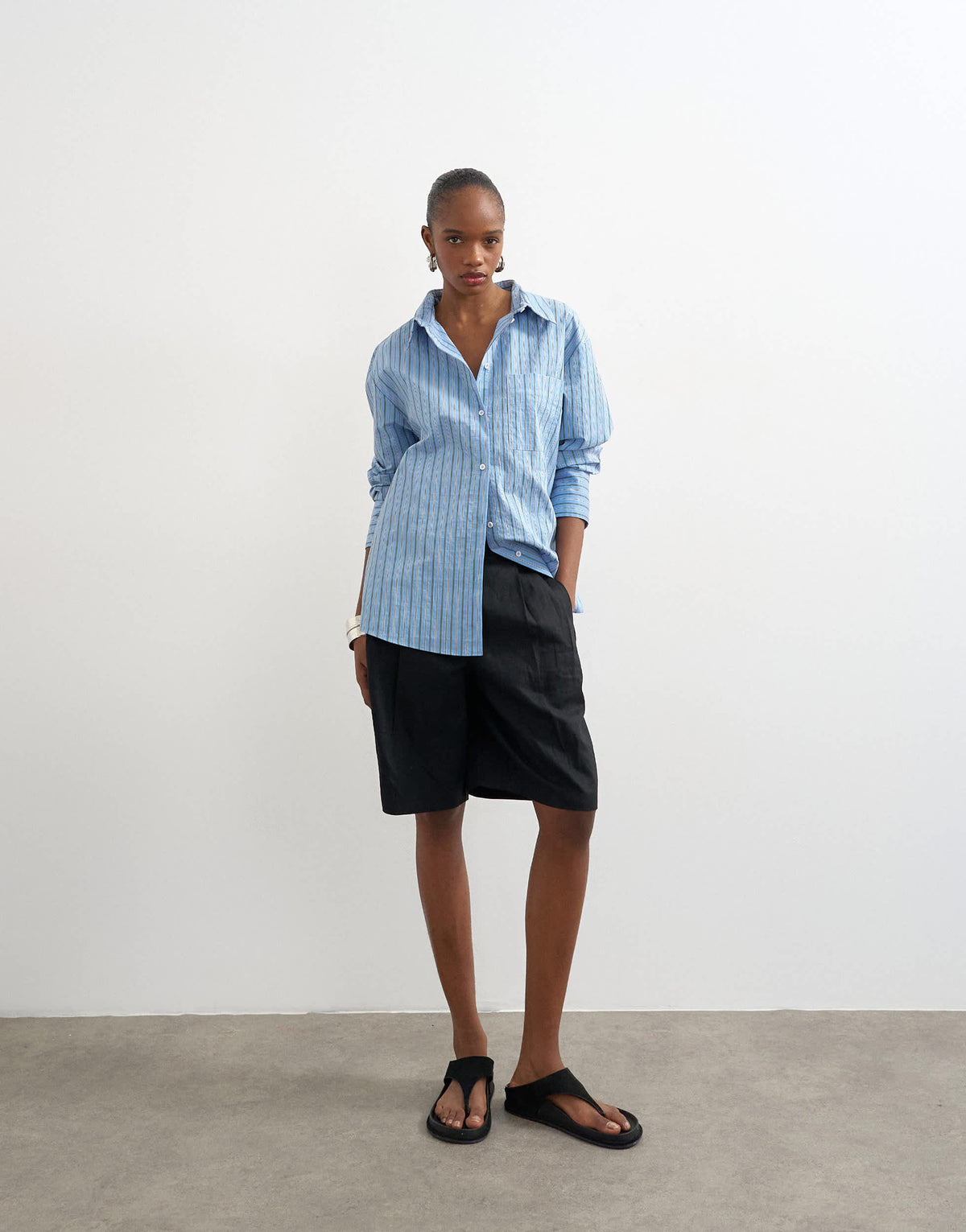 Topshop oversized shirt in blue stripe