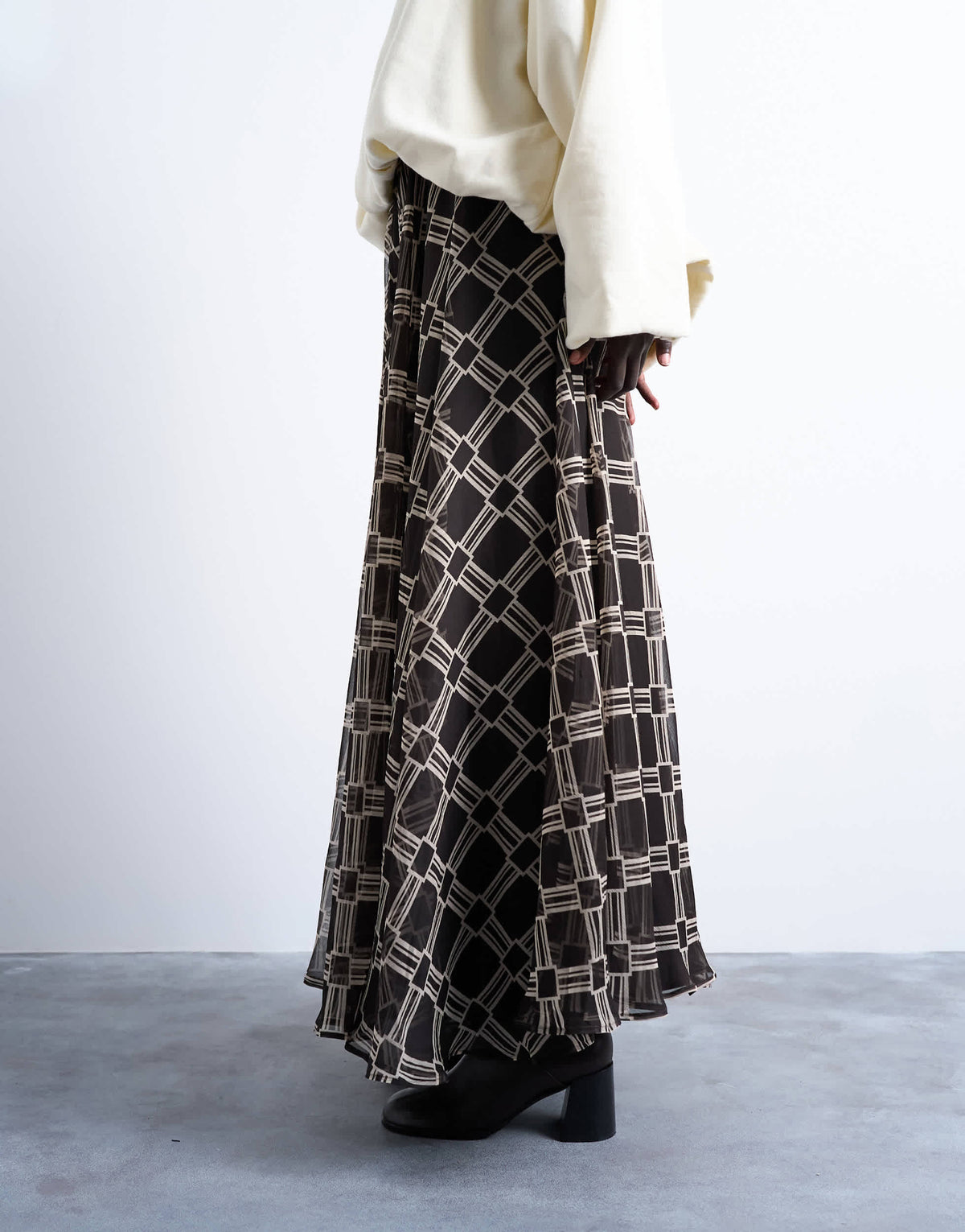 Topshop check print full circle maxi skirt in chocolate