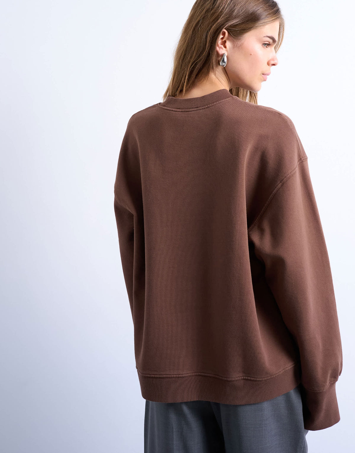 Topshop graphic NYC oversized sweatshirt in chocolate brown