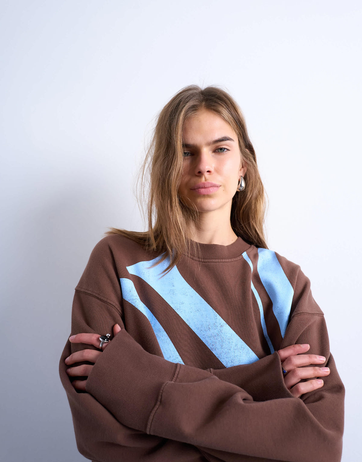 Topshop graphic NYC oversized sweatshirt in chocolate brown