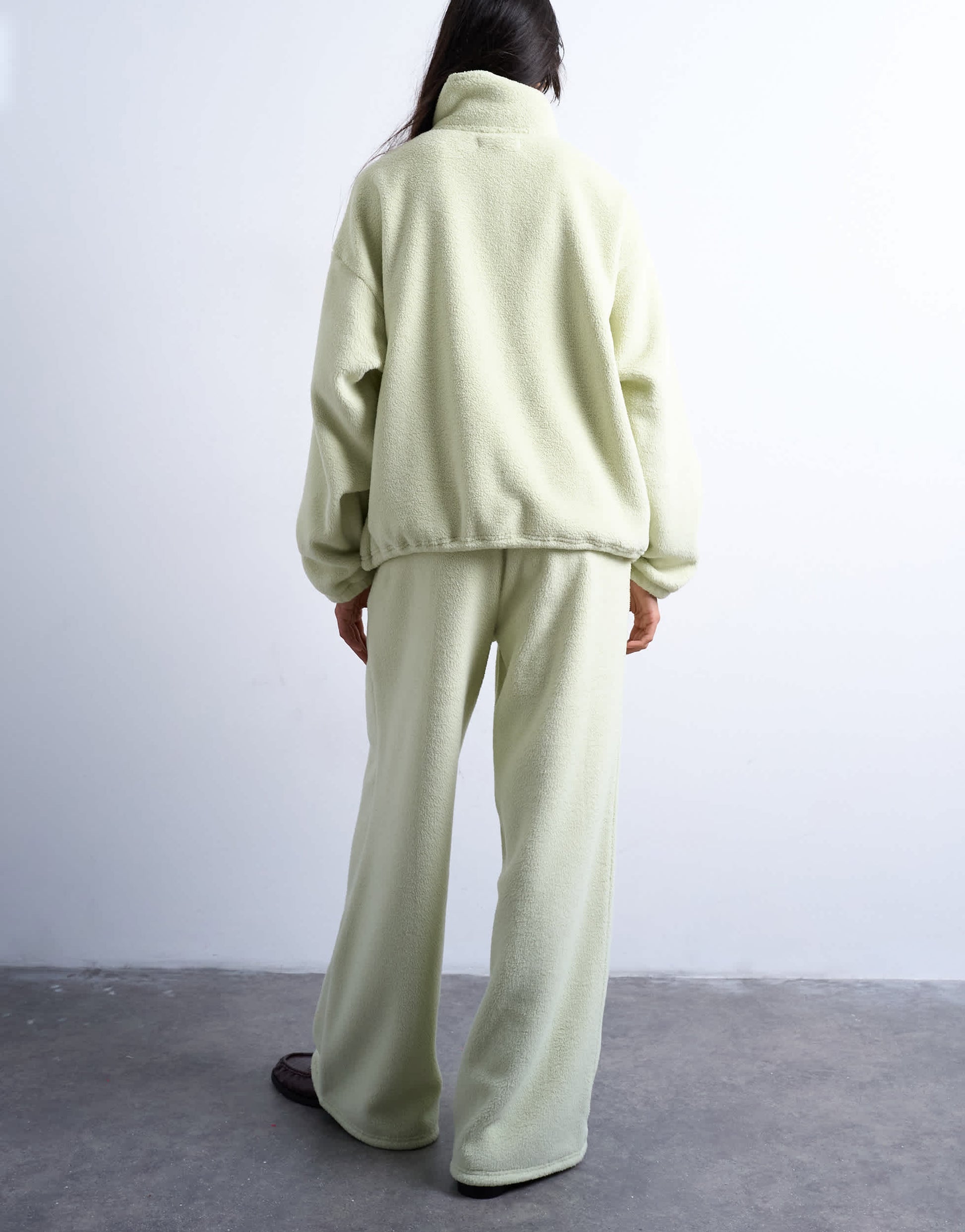 Topshop borg straight leg joggers co-ord in lime green