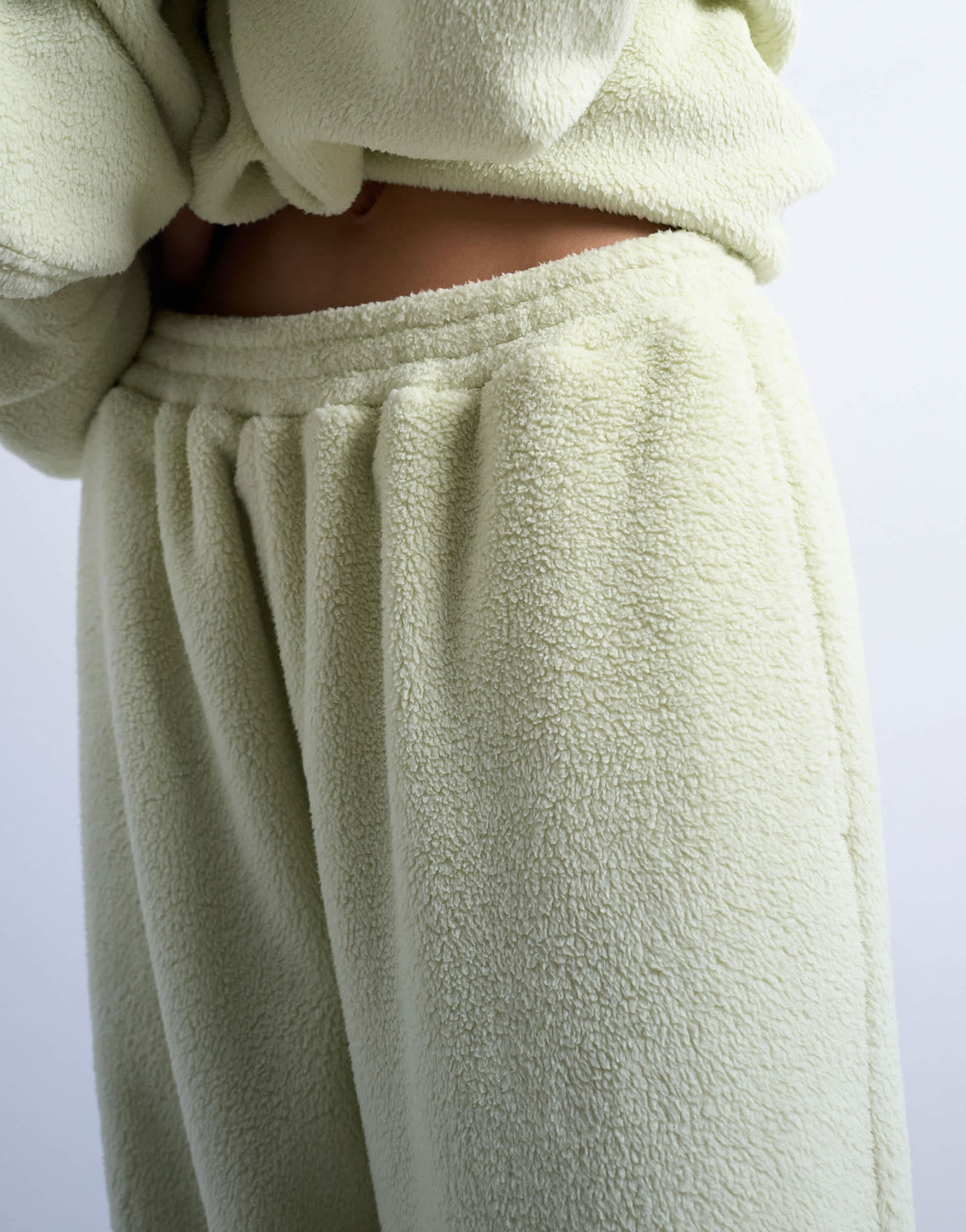 Topshop borg straight leg joggers co-ord in lime green
