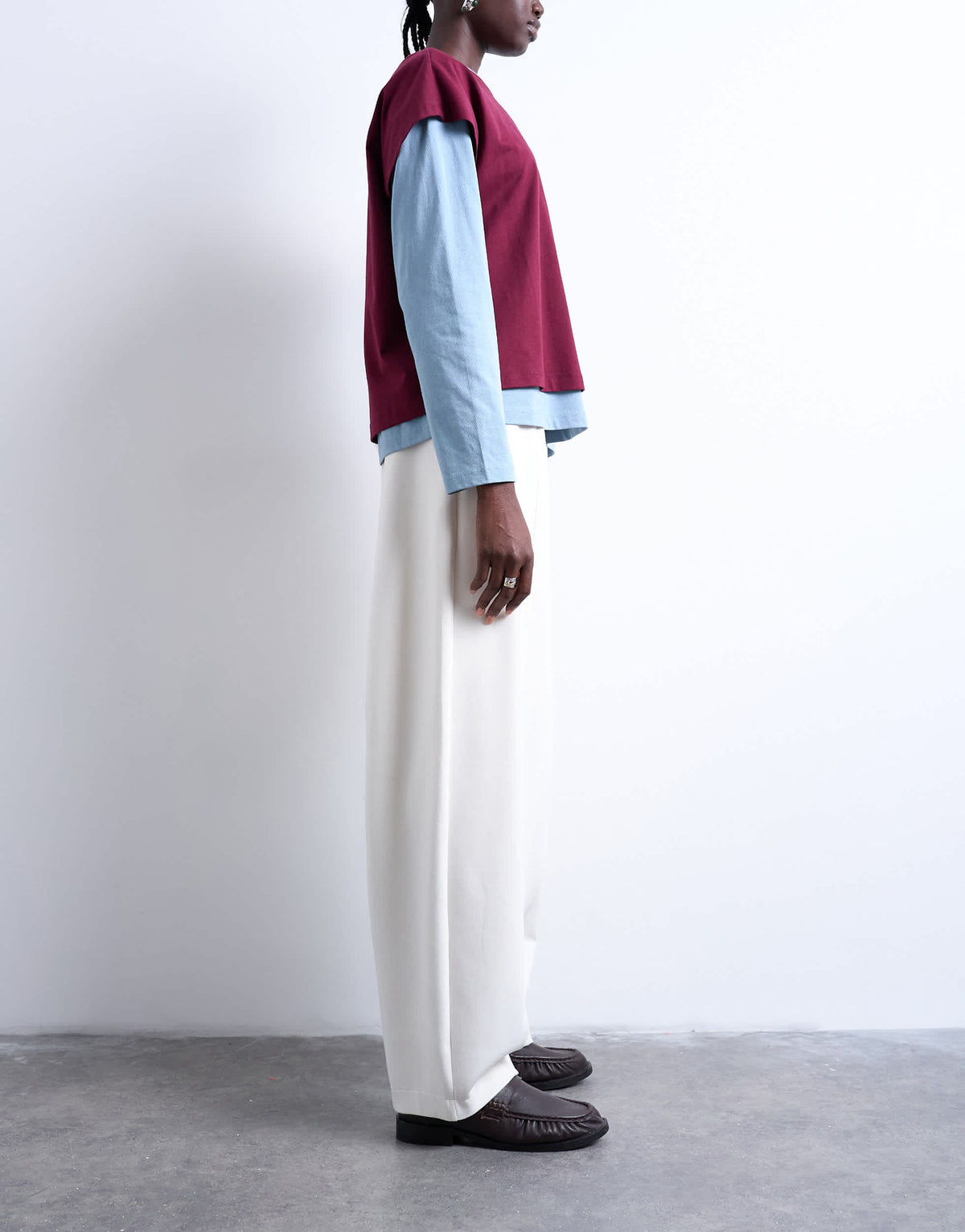 Topshop scuba-style fabric pintuck barrel leg jogger in ecru