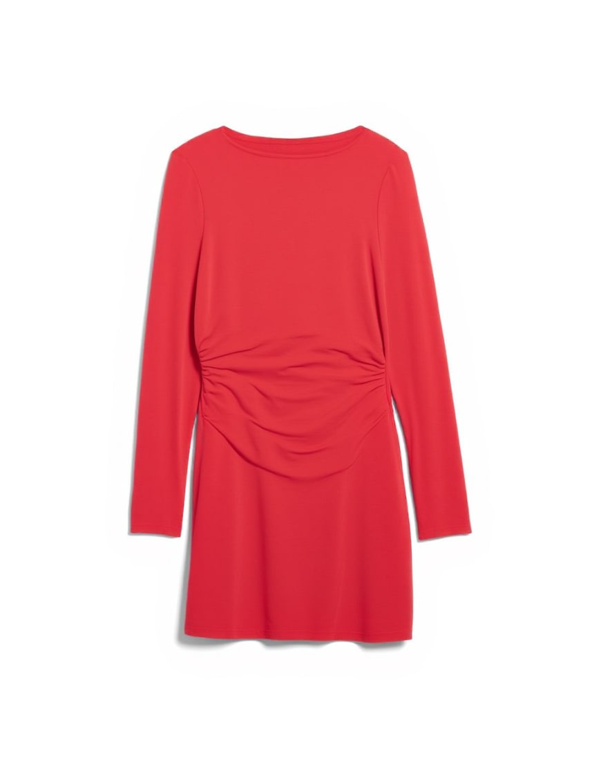 Topshop cupro long sleeve cowl back mini dress in red
