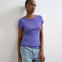 Topshop Premium-Ripptop mit kurzen Ärmeln in Lila