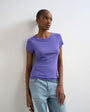 Topshop premium sheer rib short sleeve top in purple