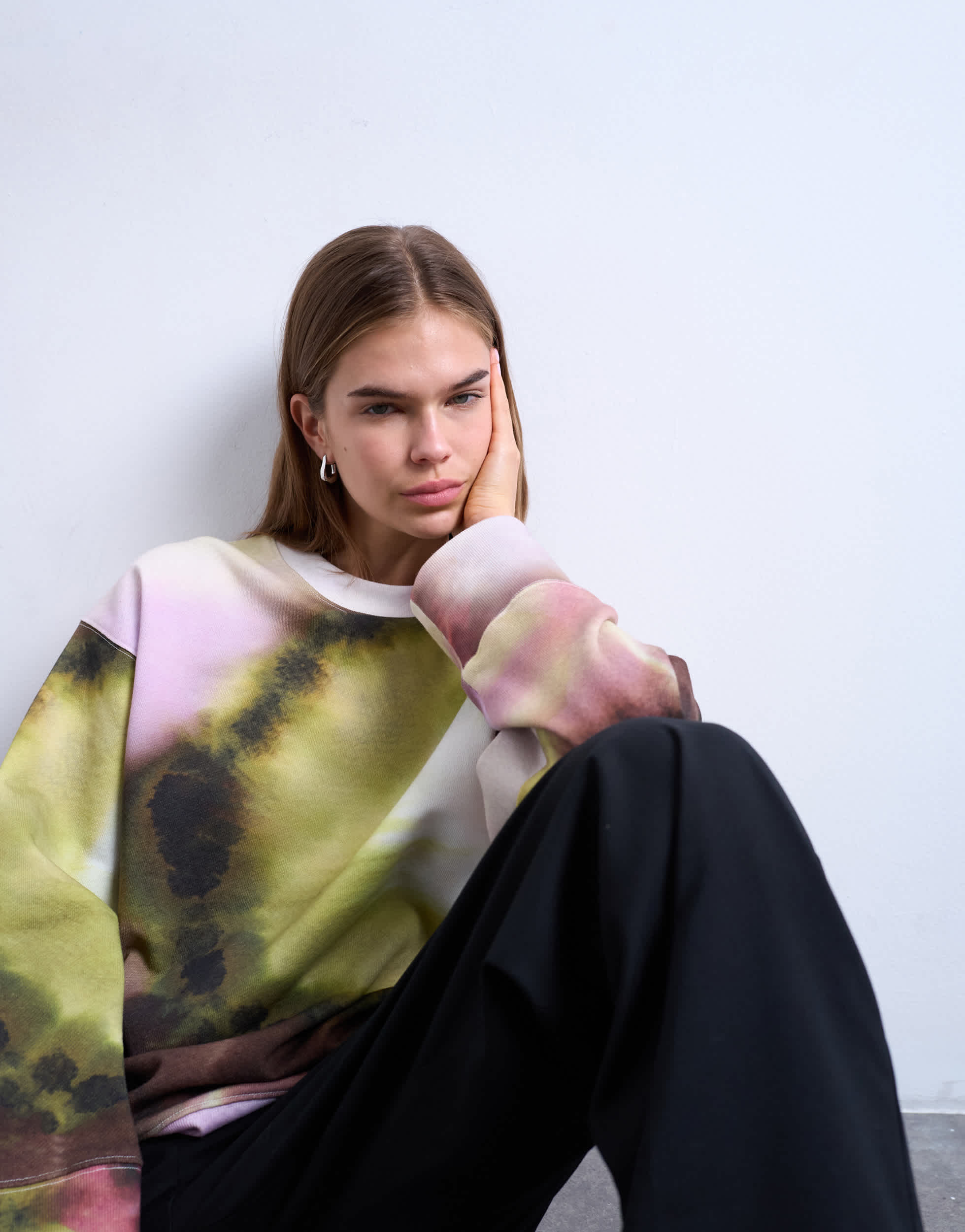 Sweat-shirt oversize rose à imprimé abstrait Topshop