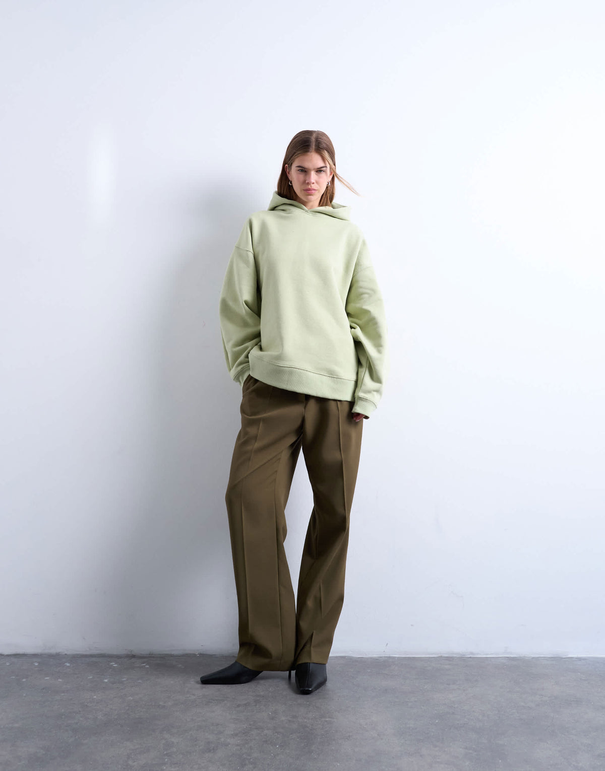 Topshop premium heavyweight oversized hoodie in light green