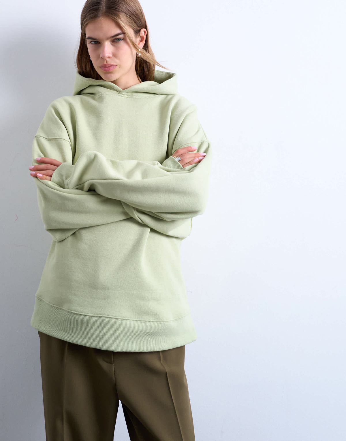 Topshop premium heavyweight oversized hoodie in light green
