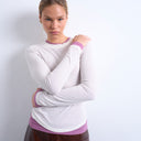 Topshop Premium-Top aus transparentem Rippstrick mit doppellagigem, langärmeligem Material in Creme und Rosa