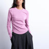 Topshop Rippstrick-Langarmshirt mit abgerundetem Saum in Rosa
