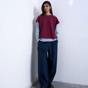 Topshop scuba-style fabric pintuck barrel leg jogger in navy