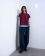 Topshop scuba-style fabric pintuck barrel leg jogger in navy