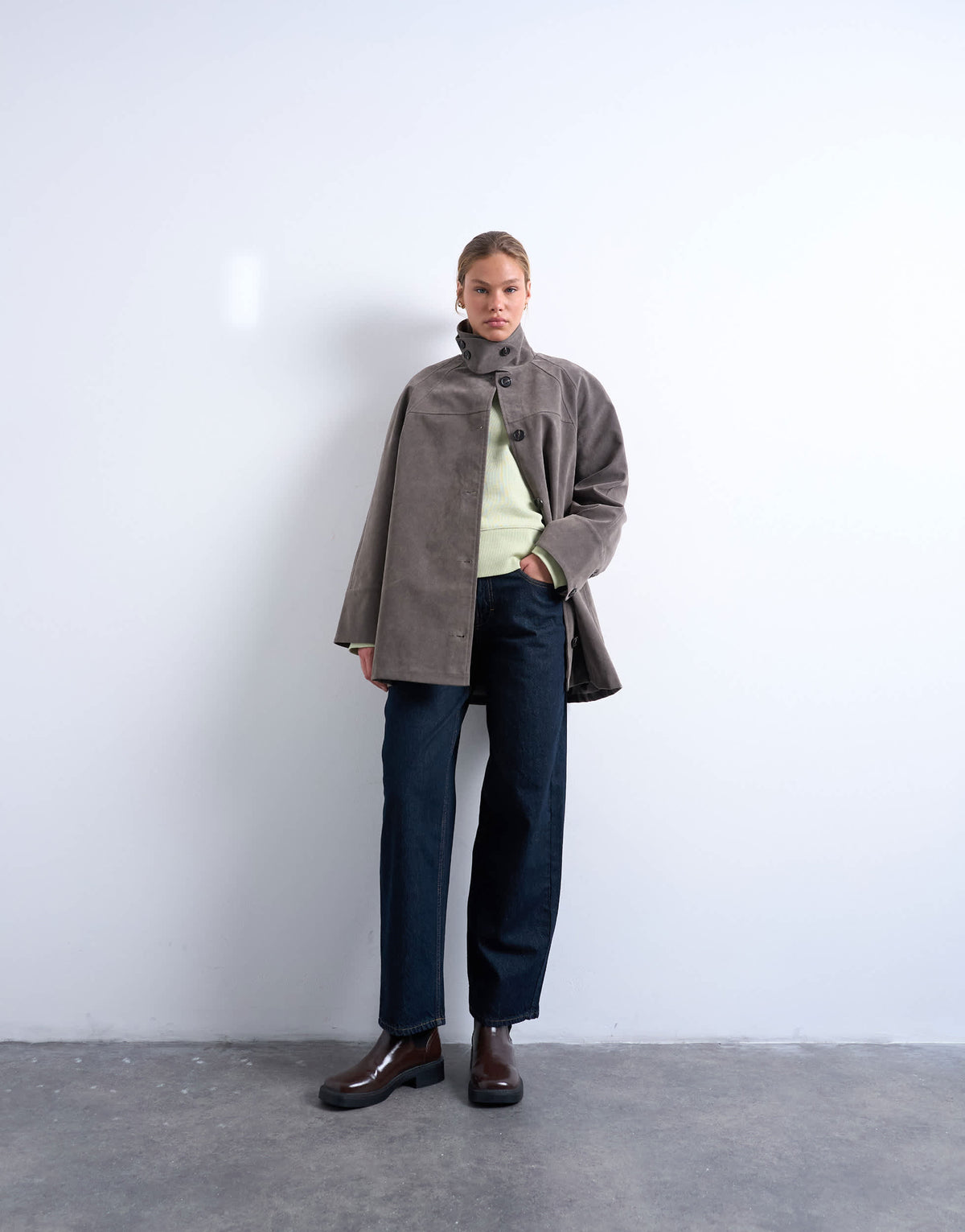 Topshop premium heavyweight oversized sweat in light green