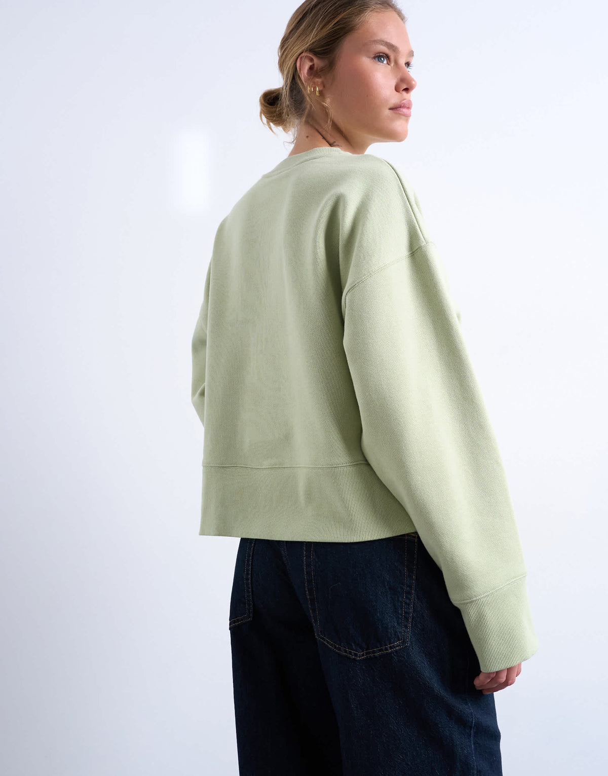 Topshop premium heavyweight oversized sweat in light green