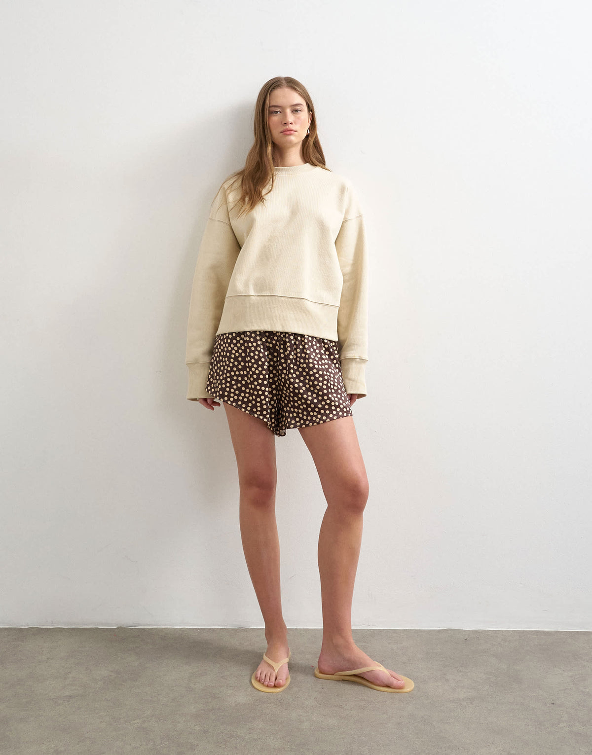 Topshop premium heavyweight oversized sweat in sand
