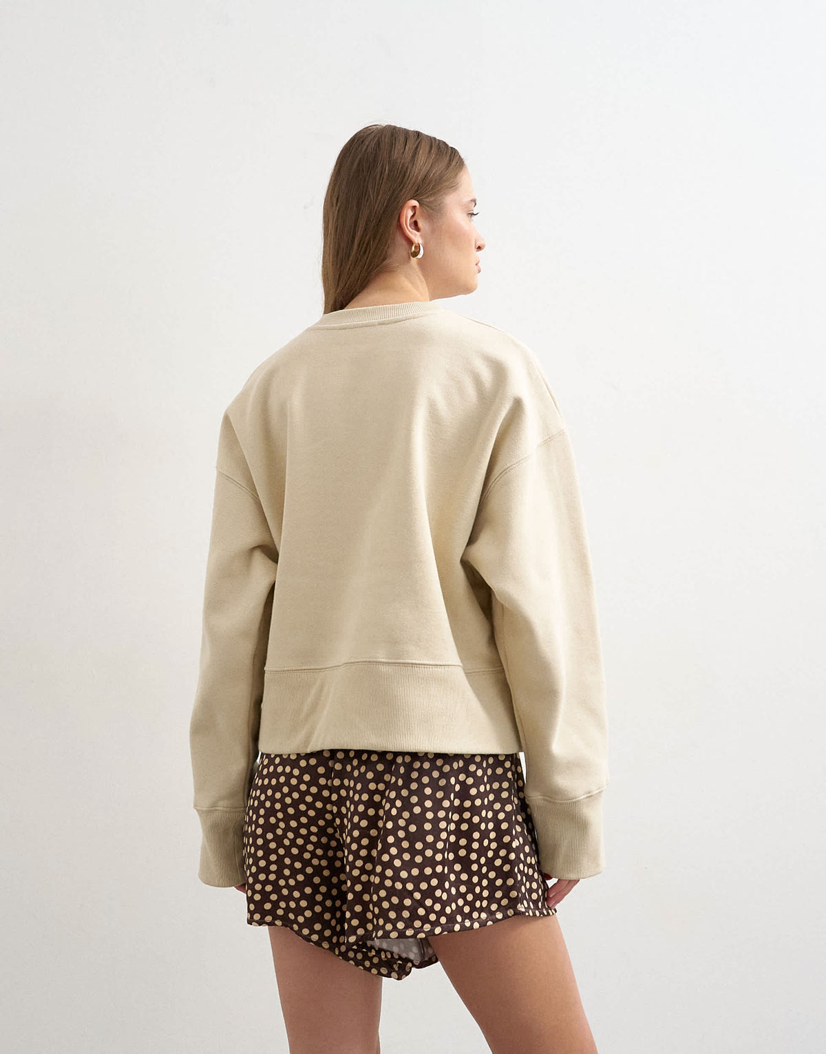 Topshop premium heavyweight oversized sweat in sand